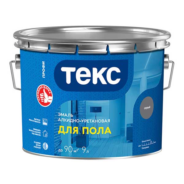 картинка Эмаль Текс Профи для бетонных полов светло-серая глянцевая 9 л магазин «СТД СКС» являющийся официальным дистрибьютором в России 