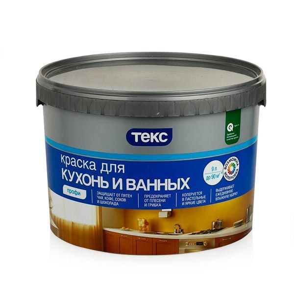 Краска в/д глубокоматовая для ванн и кухонь, Текс Профи, основа А, 9 л картинка Краска в/д глубокоматовая для ванн и кухонь, Текс Профи, основа А, 9 л магазин «СТД СКС» являющийся официальным дистрибьютором в России