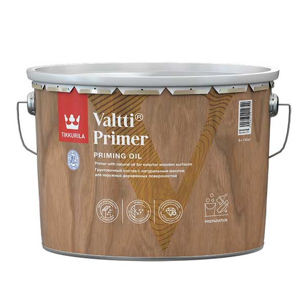 Антисептик Tikkurila Valtti Primer (Pohjuste) грунтовочный для дерева бесцветный 9 л картинка Антисептик Tikkurila Valtti Primer