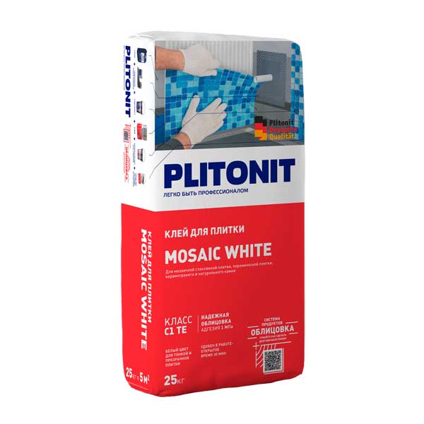Клей для плитки Плитонит Mosaic White 25 кг картинка Клей для плитки Плитонит