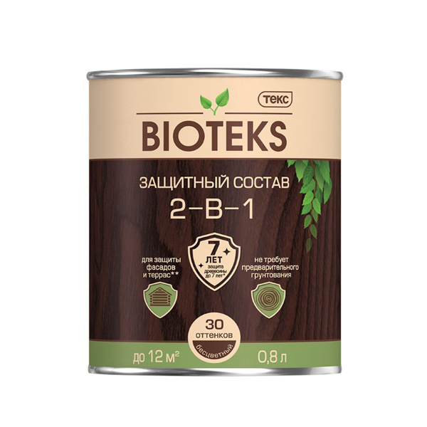 картинка Антисептик Текс Bioteks 2-в-1 декоративный для дерева тик 0,8 л магазин «СТД СКС» являющийся официальным дистрибьютором в России 