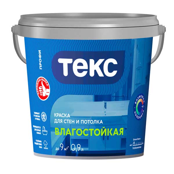 картинка Краска в/д Текс Профи влагостойкая белая основа А 0.9 л магазин «СТД СКС» являющийся официальным дистрибьютором в России 