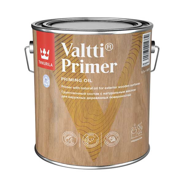 картинка Антисептик Tikkurila Valtti Primer (Pohjuste) грунтовочный для дерева бесцветный 2.7 л магазин «СТД СКС» являющийся официальным дистрибьютором в России 