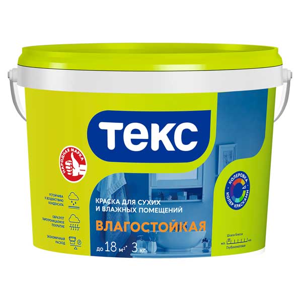 картинка Краска в/д Текс Универсал влагостойкая 3 кг магазин «СТД СКС» являющийся официальным дистрибьютором в России 