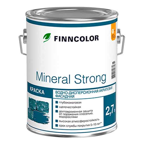 Краска в/д акриловая фасадная глубокоматовая, Finncolor Mineral Strong, основа LAP/MRA, 2.7 л картинка Краска в/д акриловая фасадная глубокоматовая, Finncolor Mineral Strong, основа LAP/MRA, 2.7 л магазин «СТД СКС» являющийся официальным дистрибьютором в России