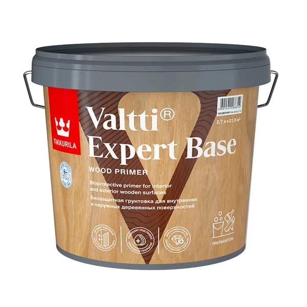 Антисептик Tikkurila Valtti Expert Base грунтовочный для дерева бесцветный 2.7 л картинка Антисептик Tikkurila Valtti Expert