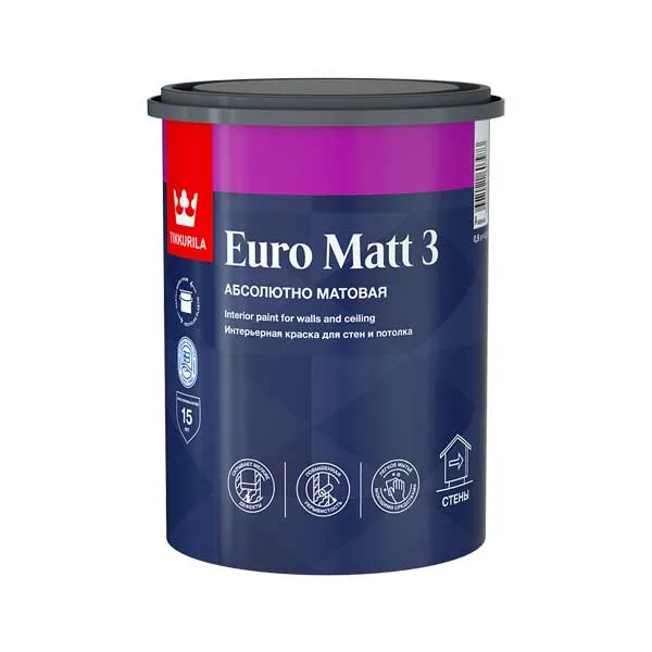 Краска в/д интерьерная Tikkurila EURO MATT 3 основа C 0.9 л картинка Краска в/д интерьерная Tikkurila
